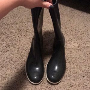 CHANEL Black/White Rainboots